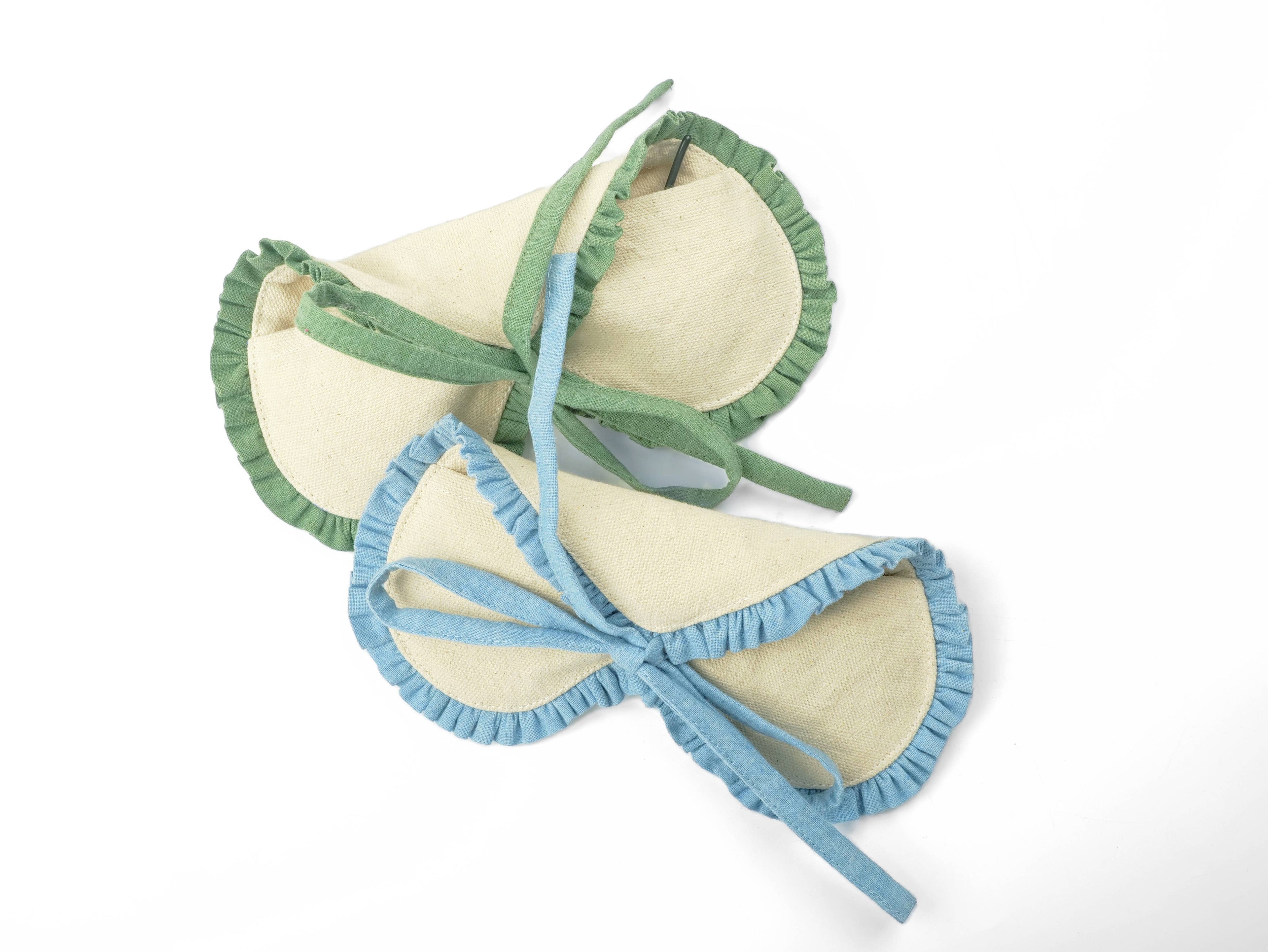 Canvas Zonnebril Etui | Ruffle Brillenkoker | Blauw-Groen
