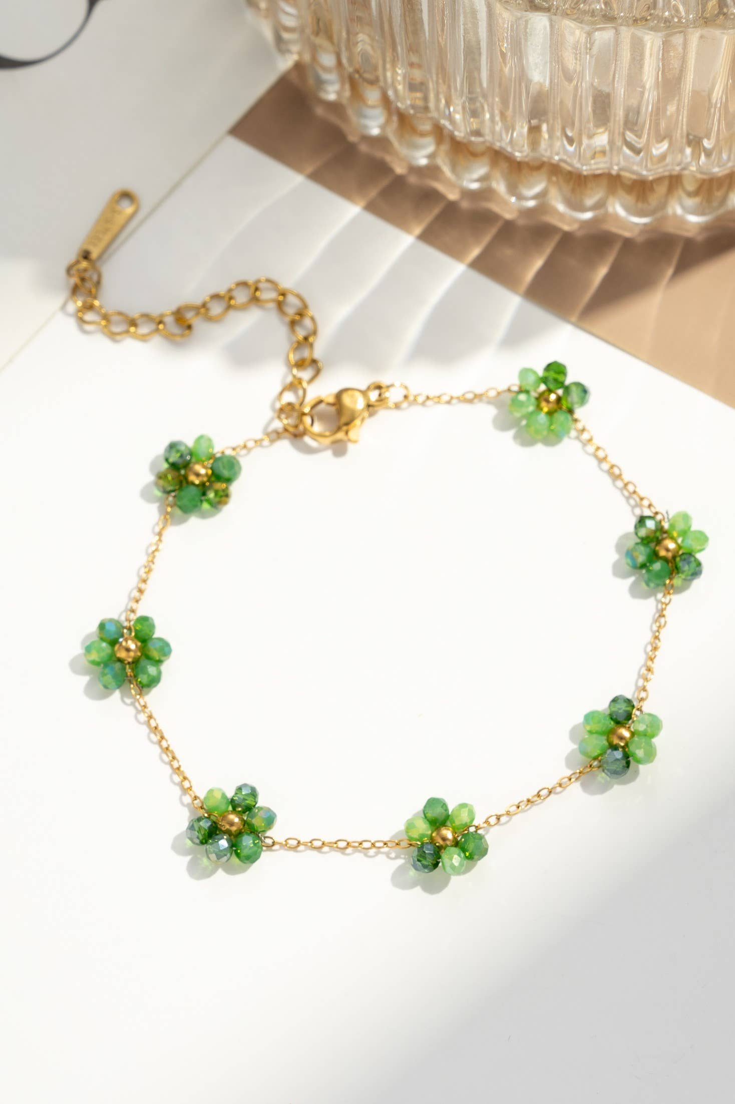 Roestvrijstalen armband kleine gekleurde bloem