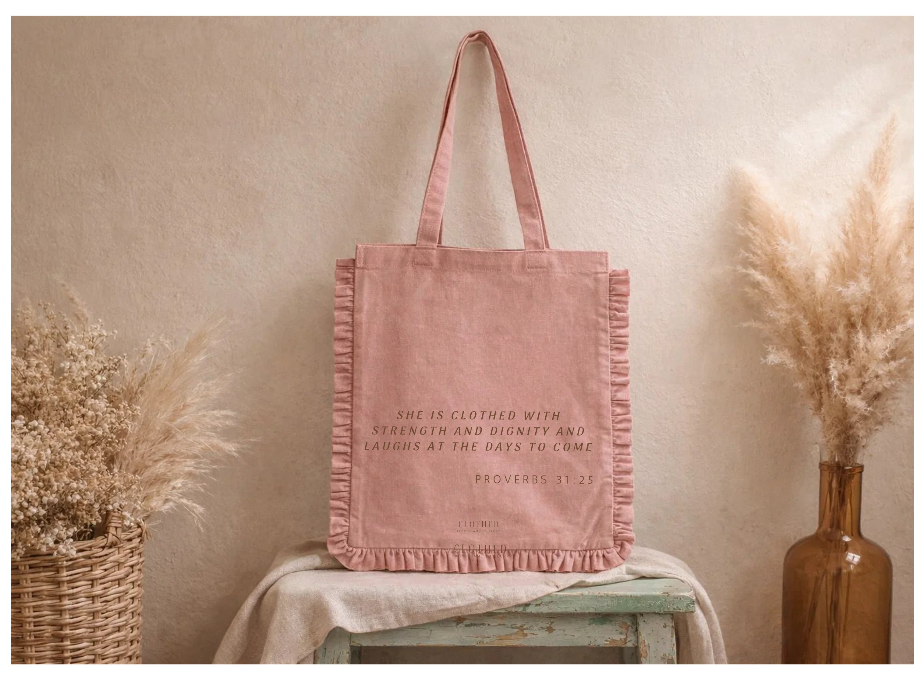 Roze Ruffle Tas 35,6 x 40,6 cm