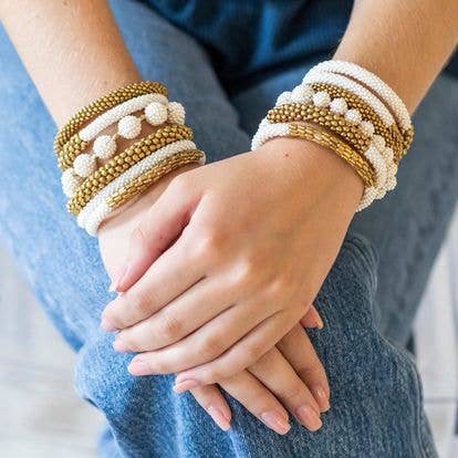 Klassieke globe armband - Creme