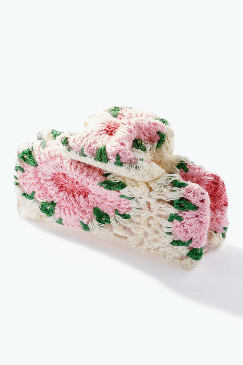 Haarclip met gehaakt bloemenmotief