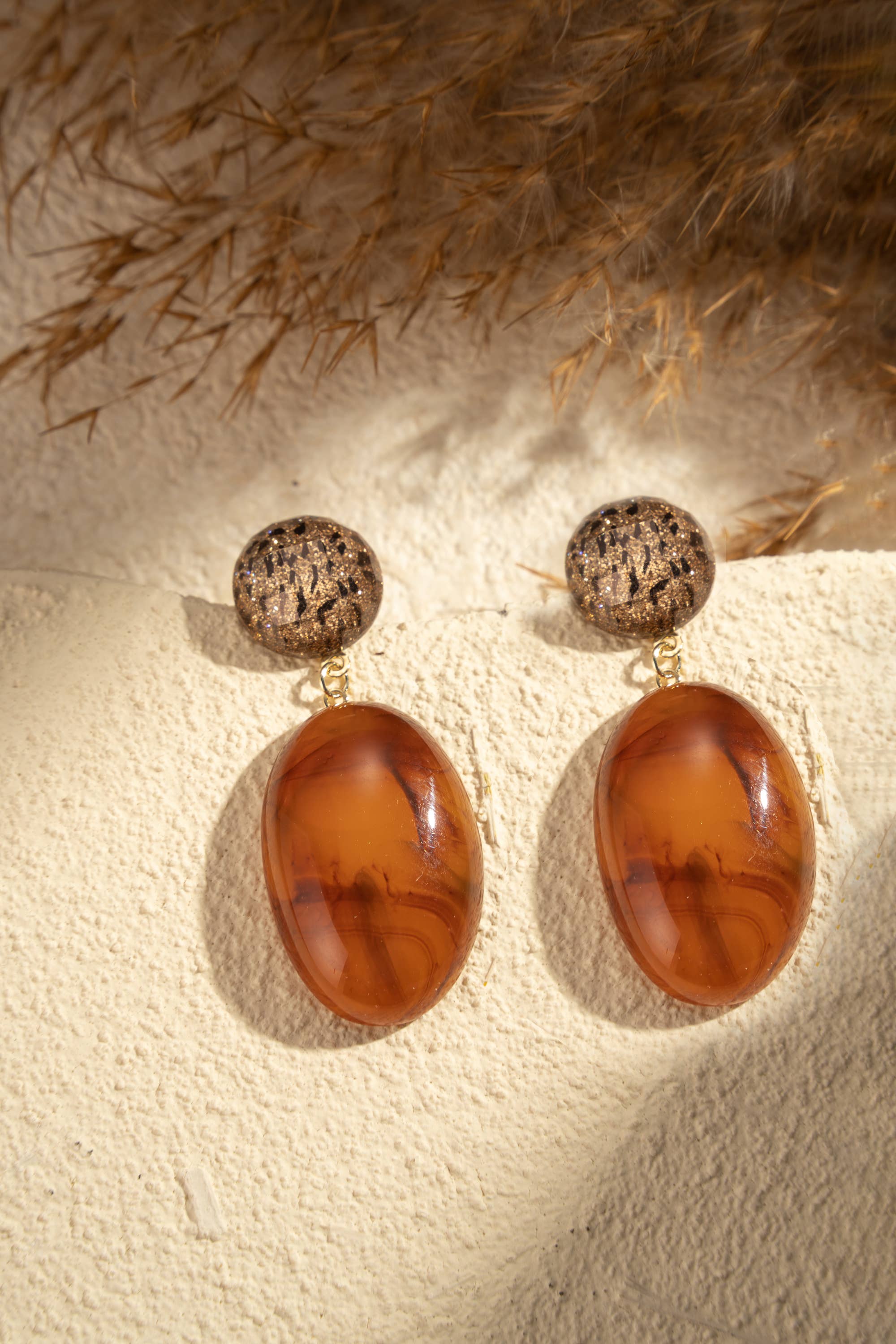 Glanzende hars oorbellen chique roestvrij staal