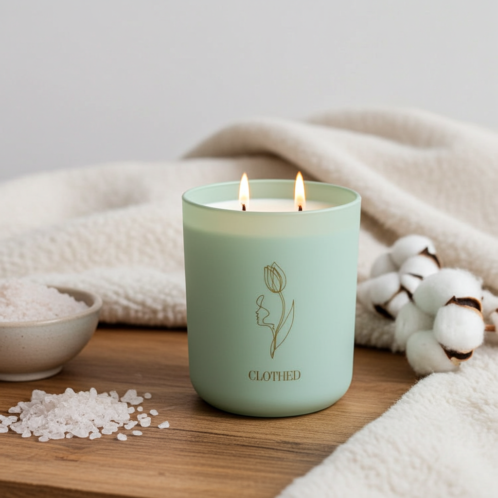 Clothed Candle: Cotton & Sea Salt