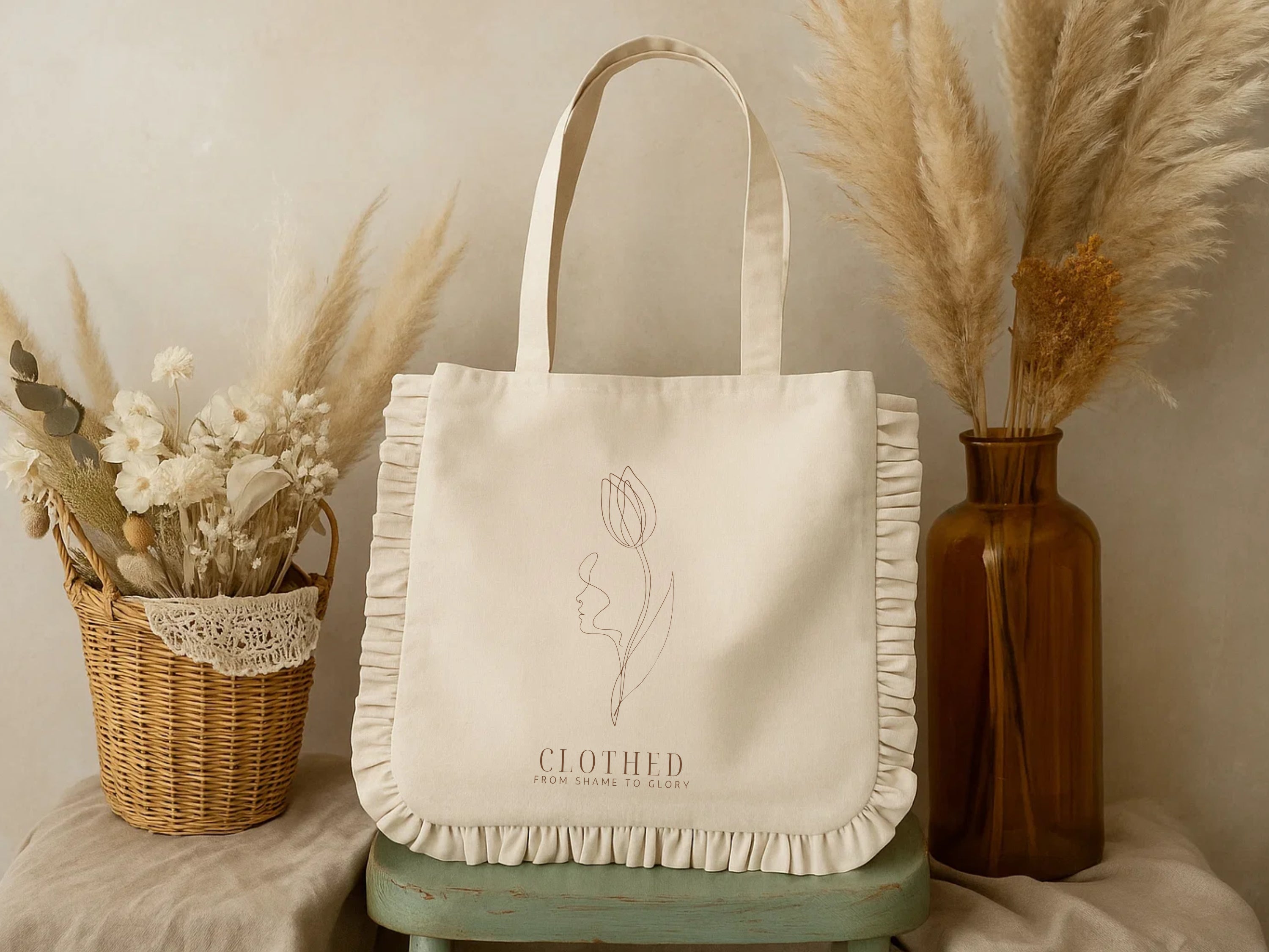 Canvas Ruffle Tas 25,4 x 25,4 cm