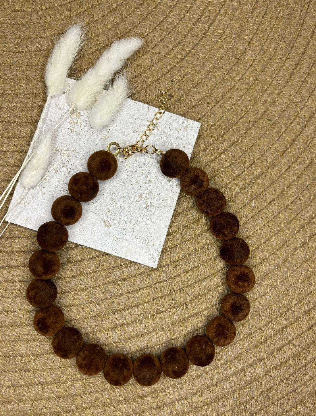 Velvet kralenketting - Bruin