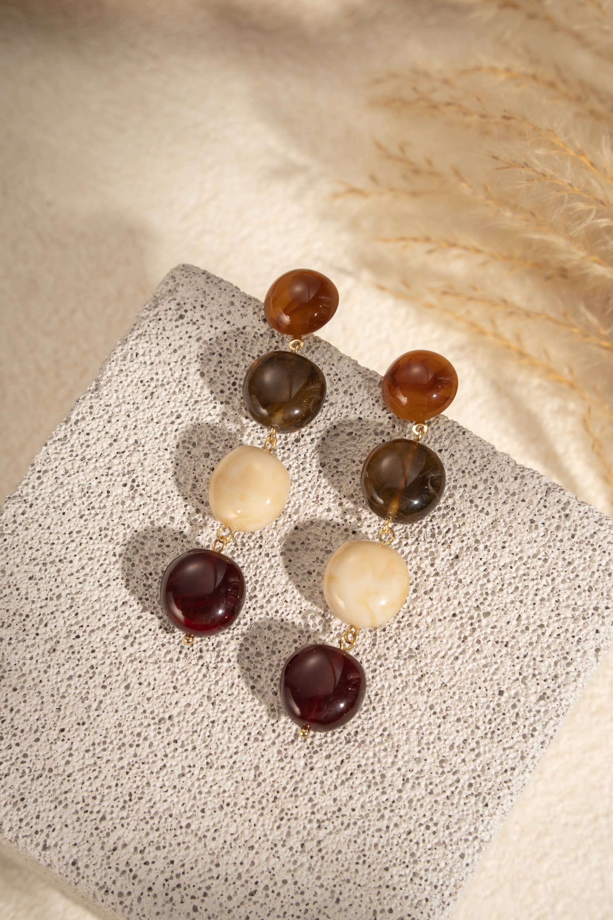 Ovale hars oorbellen met verloop voor dames chic staal