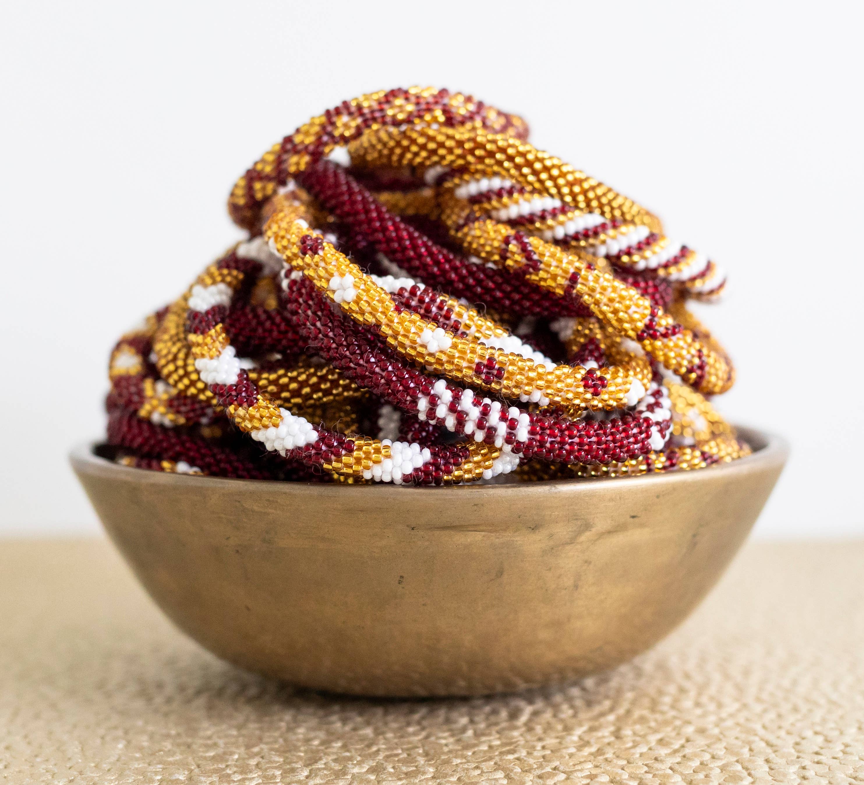 Roll-On® armbanden - Bordeauxrood en goud