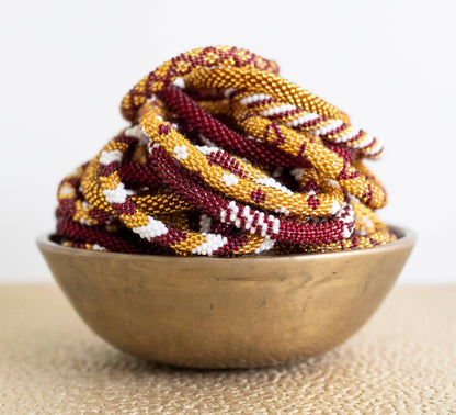 Roll-On® armbanden - Bordeauxrood en goud