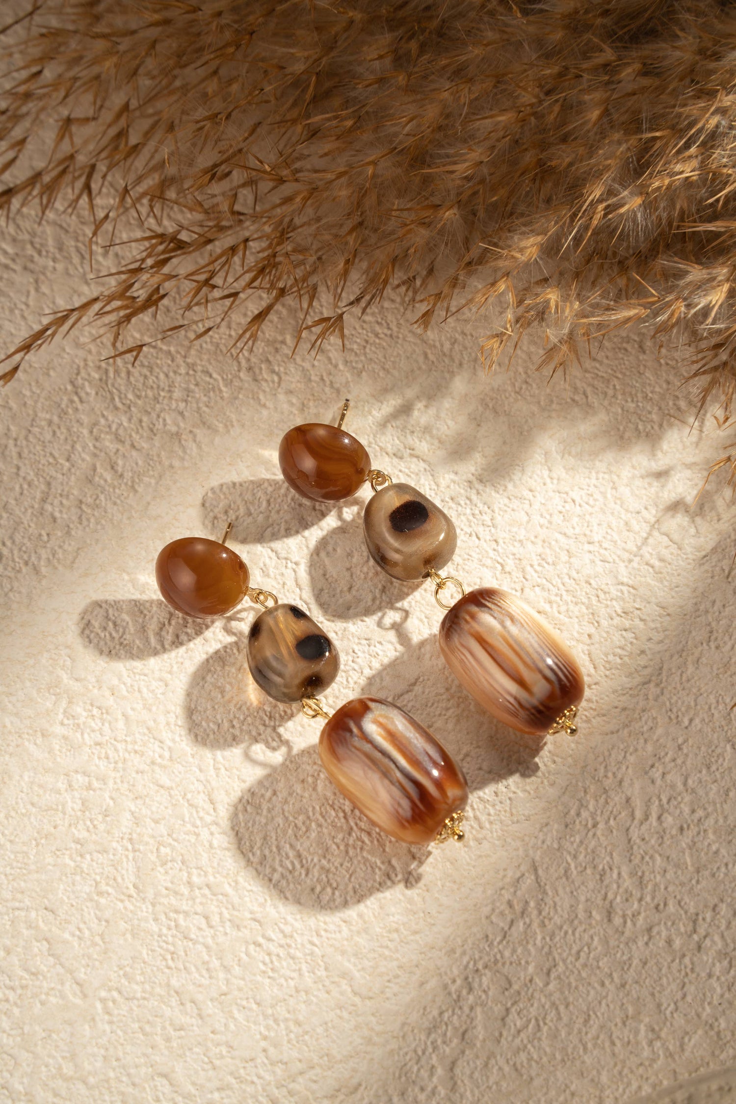 Chique marmeren hars oorbellen voor dames van roestvrij staal