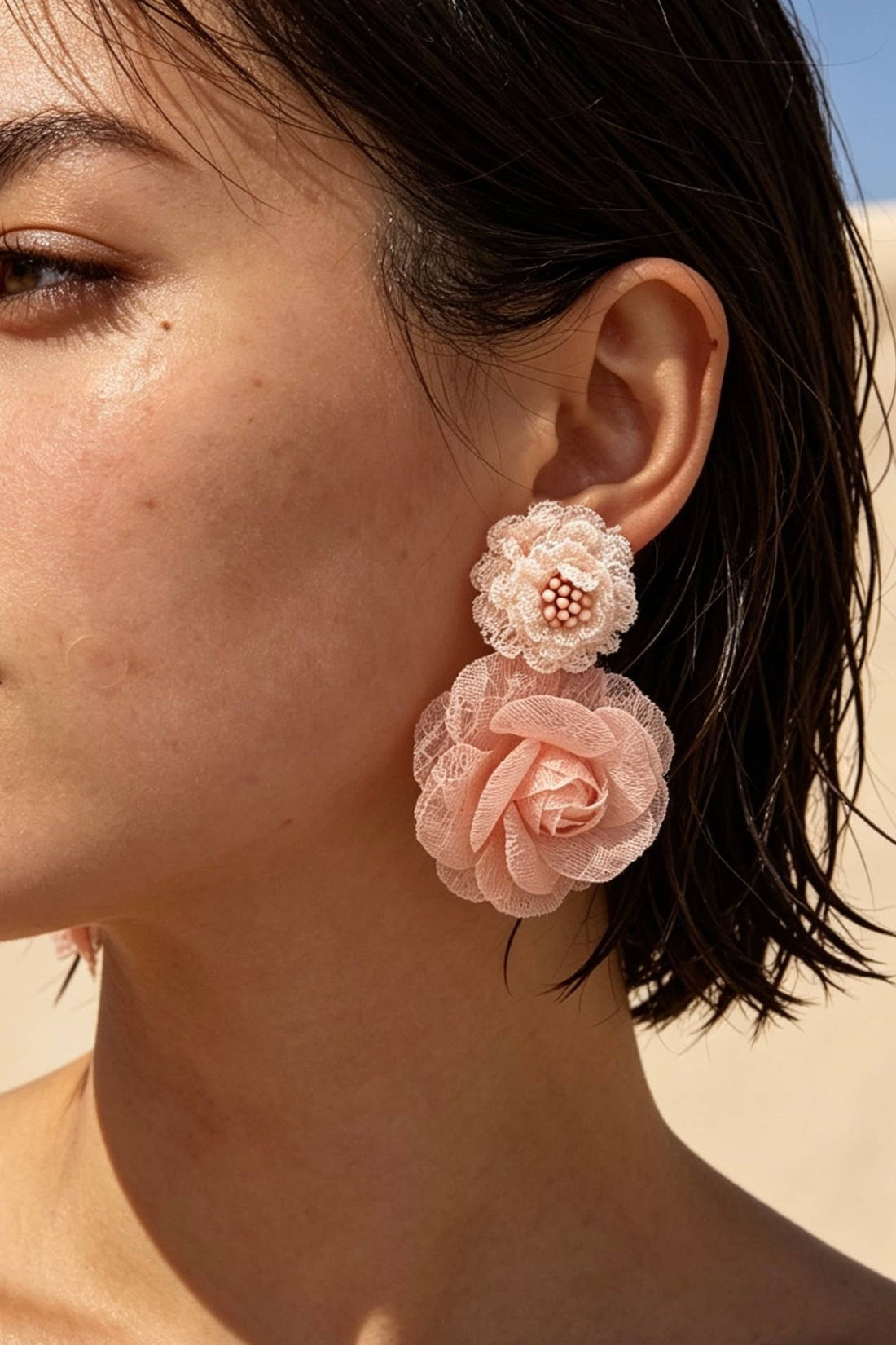 Prachtige roze bloemen oorbellen