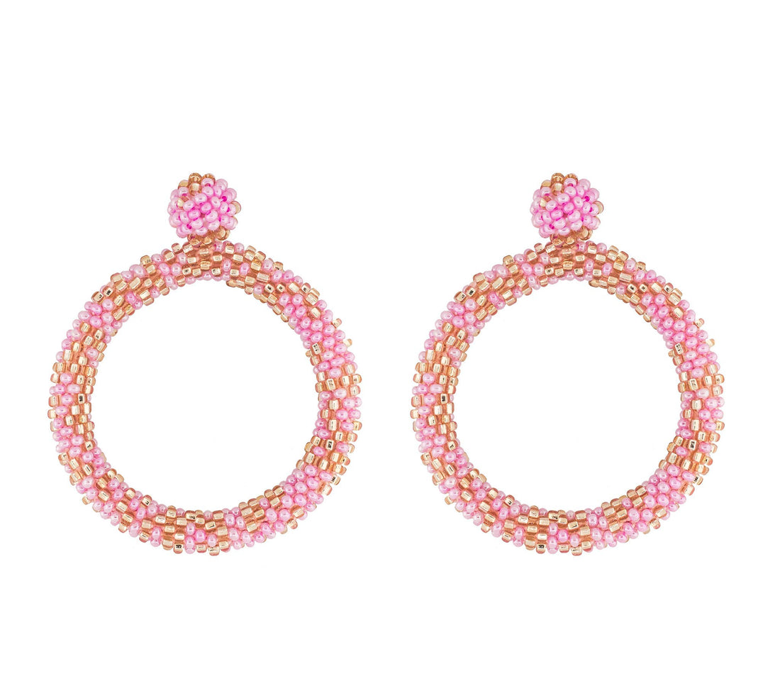 Oorbellen van glaskralen - Hibiscus