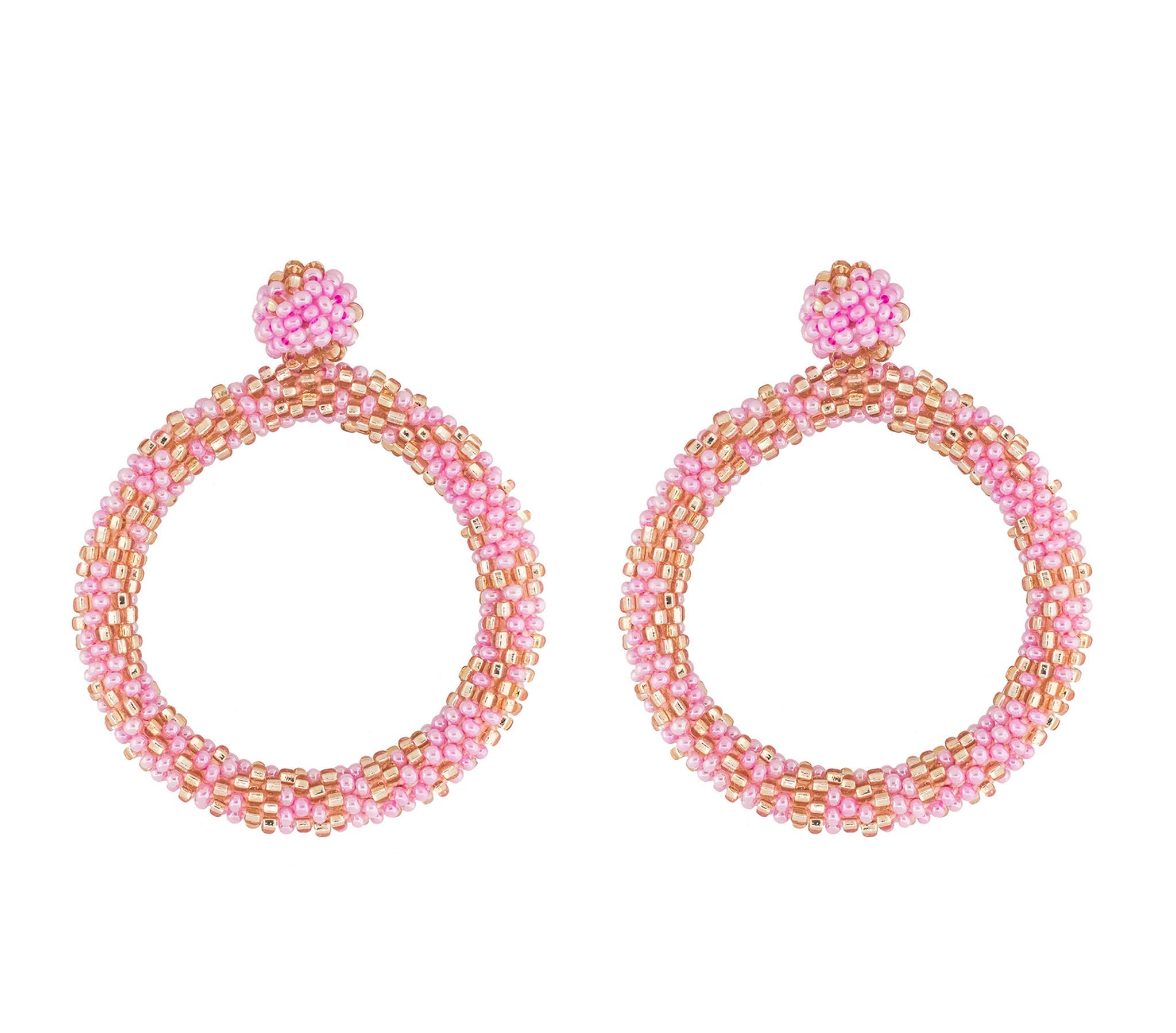 Oorbellen van glaskralen - Hibiscus