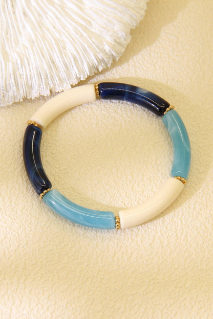 Meerkleurige elastische harsarmband - blauw