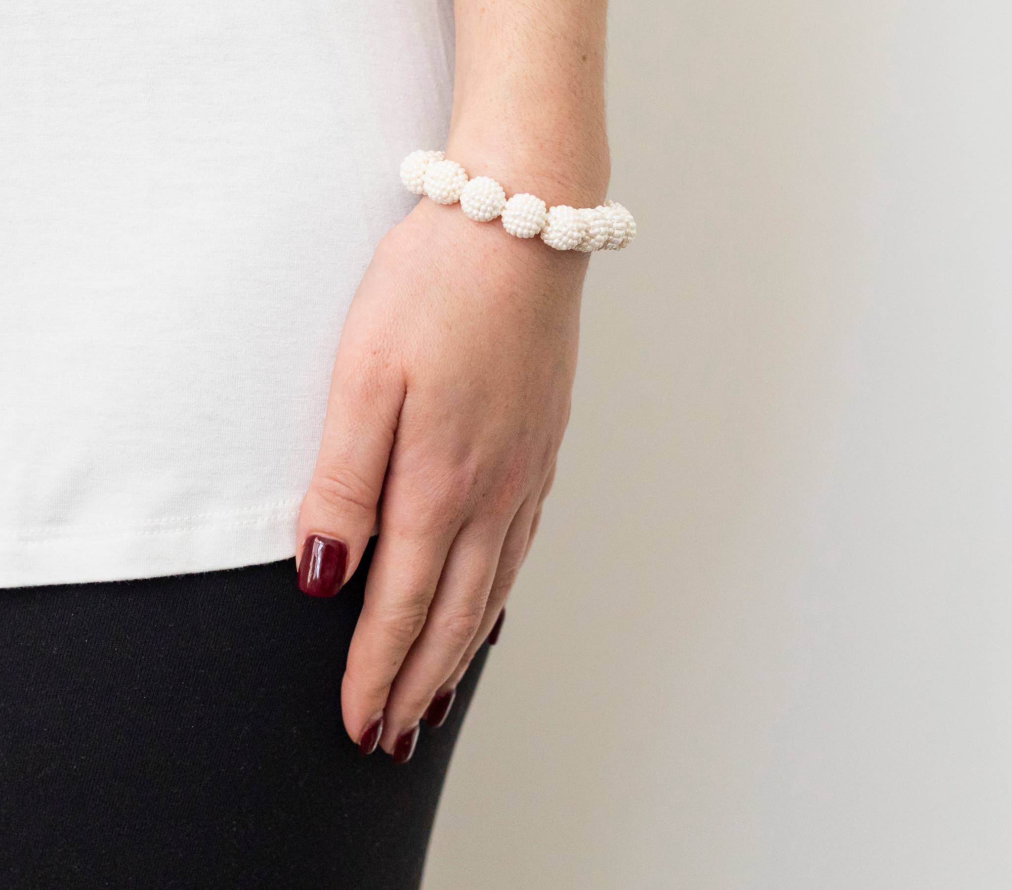 Klassieke globe armband - Creme