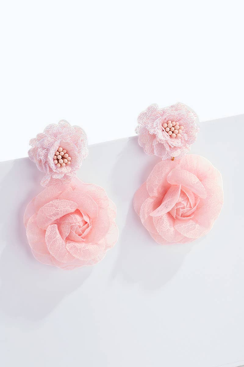 Prachtige roze bloemen oorbellen