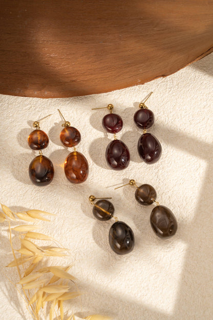 Oorbellen van marmerhars in 3 kleuren