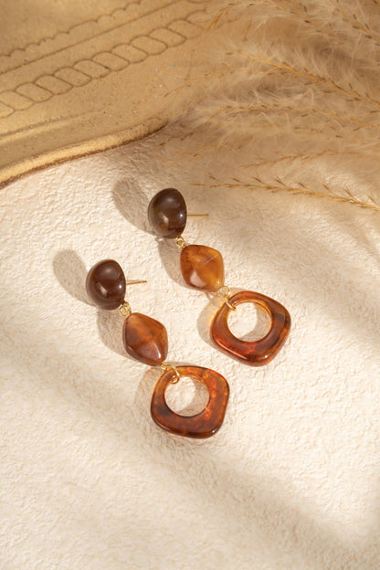 Geometrische houten hars oorbellen