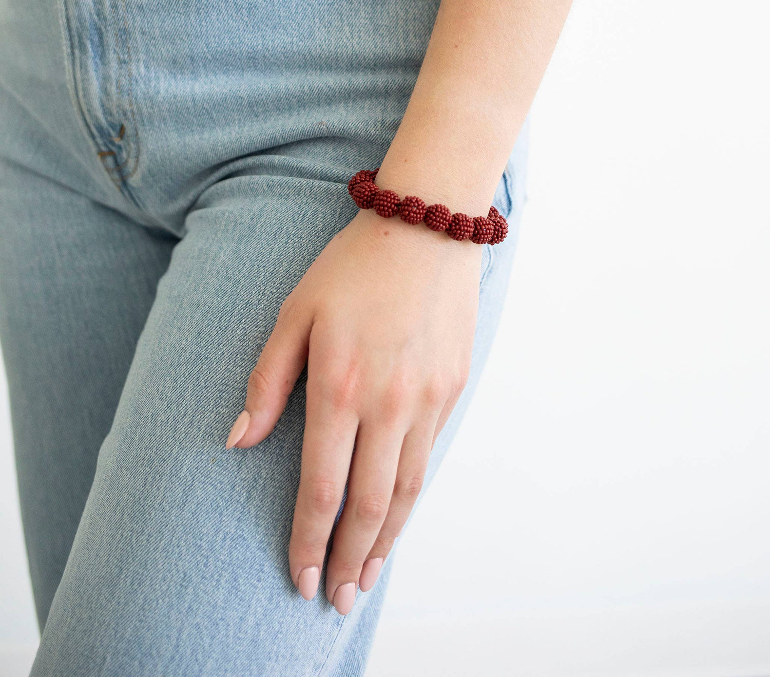 Klassieke globe armband - Wijnrood