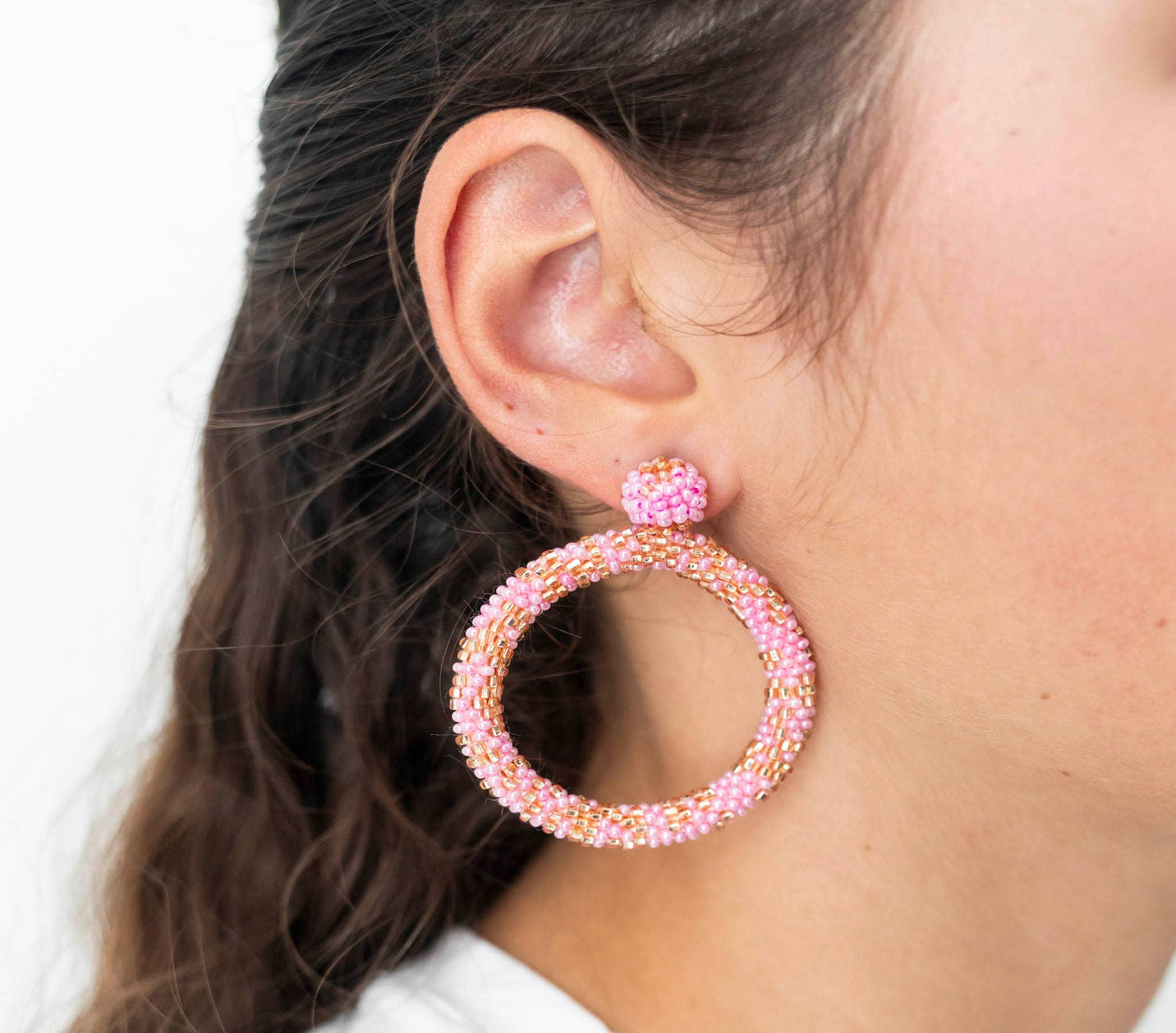 Oorbellen van glaskralen - Hibiscus